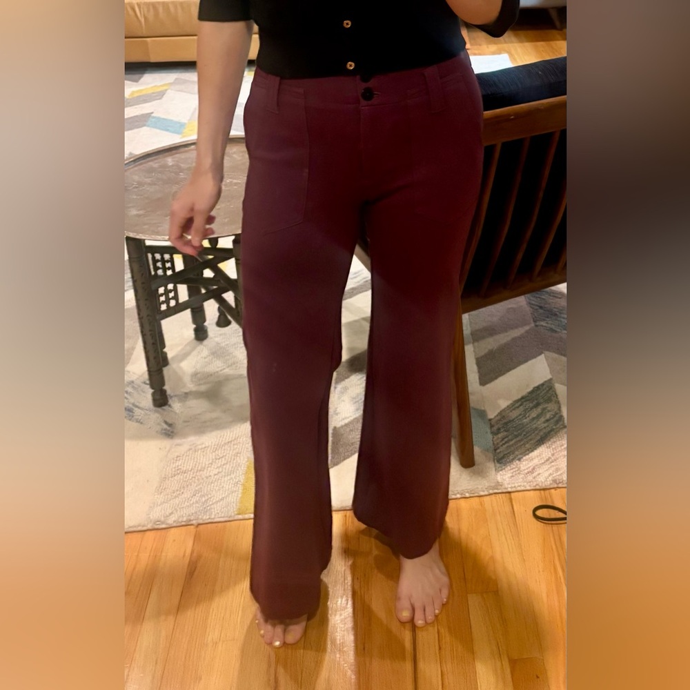 Maeve Wine-Burgundy Wide Leg Trousers